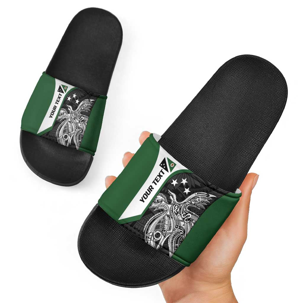 Personalised PNG Western Highlands Province Slide Sandals Bird of Paradise Tattoo Flag Motif - Polynesian Pride