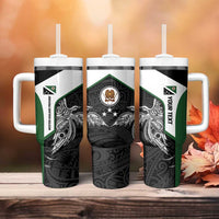 Personalised PNG Western Highlands Province Tumbler With Handle Bird of Paradise Tattoo Flag Motif - Polynesian Pride