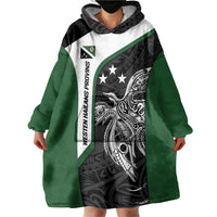 Personalised PNG Western Highlands Province Wearable Blanket Hoodie Bird of Paradise Tattoo Flag Motif - Polynesian Pride