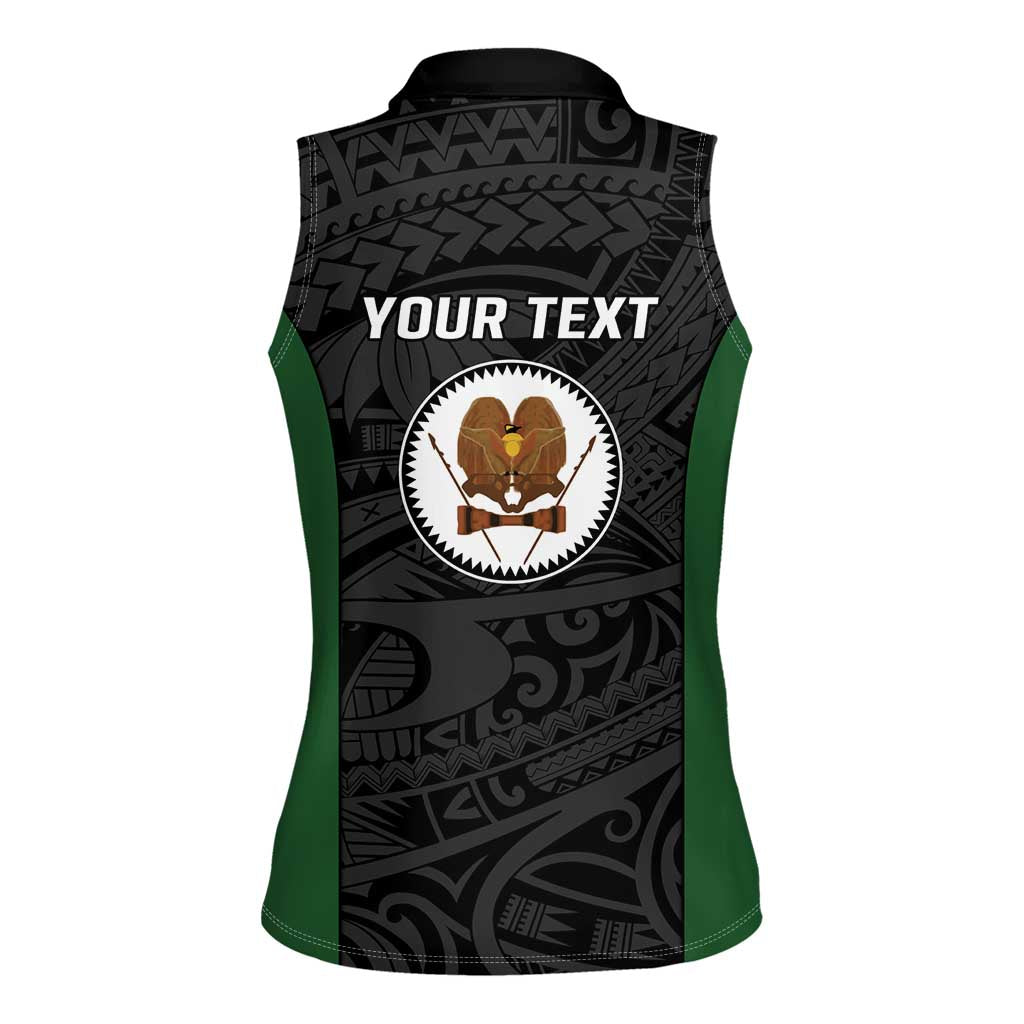 Personalised PNG Western Highlands Province Women Sleeveless Polo Shirt Bird of Paradise Tattoo Flag Motif - Polynesian Pride