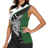 Personalised PNG Western Highlands Province Women Sleeveless Polo Shirt Bird of Paradise Tattoo Flag Motif - Polynesian Pride