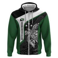 Personalised PNG Western Highlands Province Zip Hoodie Bird of Paradise Tattoo Flag Motif LT9 Zip Hoodie Green - Polynesian Pride