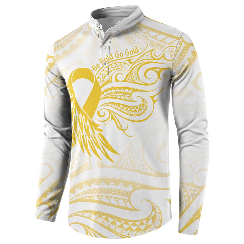 Be Bold Go Gold Polyneisan Ribbon Childhood Personalised Button Sweatshirt