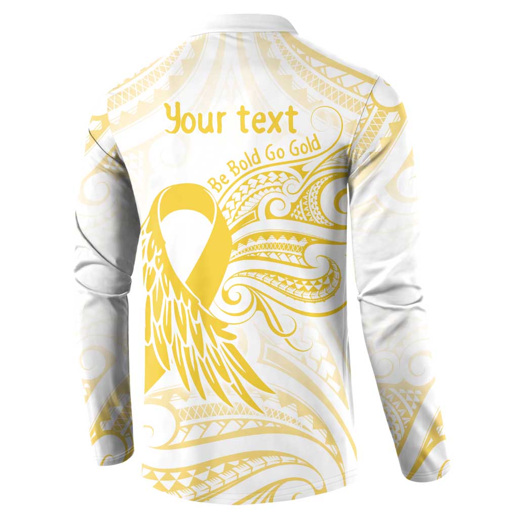 Be Bold Go Gold Polyneisan Ribbon Childhood Personalised Button Sweatshirt