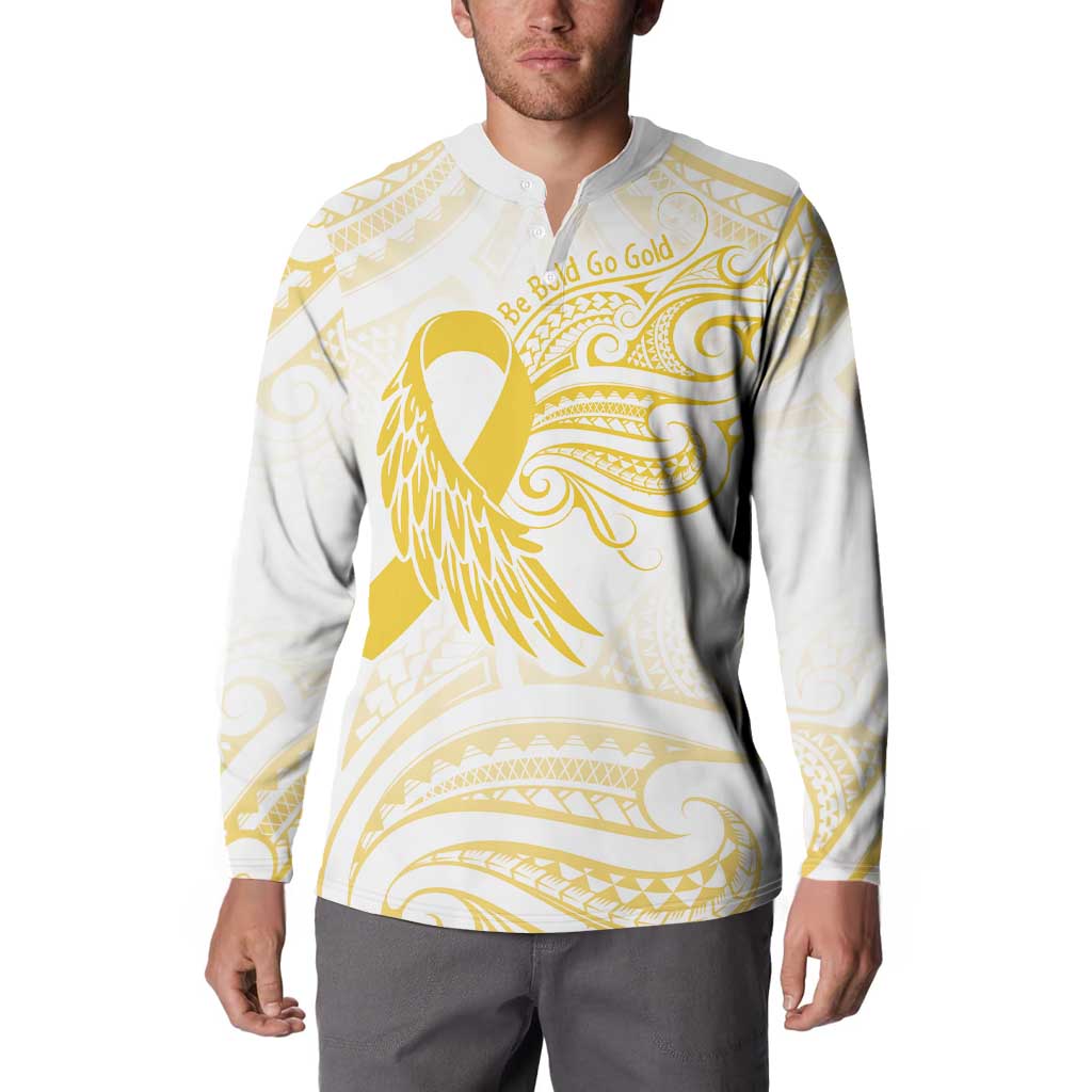 Be Bold Go Gold Polyneisan Ribbon Childhood Personalised Button Sweatshirt