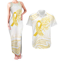 Be Bold Go Gold Polyneisan Ribbon Childhood Personalised Couples Matching Tank Maxi Dress and Hawaiian Shirt