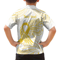 Be Bold Go Gold Polyneisan Ribbon Childhood Personalised Family Matching Long Sleeve Bodycon Dress and Hawaiian Shirt LT9 - Polynesian Pride