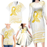 Be Bold Go Gold Polyneisan Ribbon Childhood Personalised Family Matching Long Sleeve Bodycon Dress and Hawaiian Shirt LT9 - Polynesian Pride