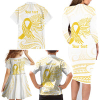 Be Bold Go Gold Polyneisan Ribbon Childhood Personalised Family Matching Long Sleeve Bodycon Dress and Hawaiian Shirt LT9 - Polynesian Pride