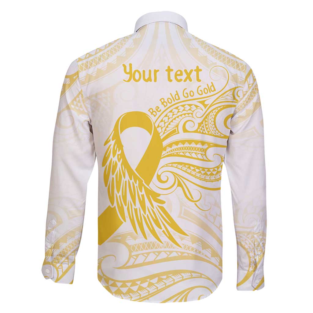 Be Bold Go Gold Polyneisan Ribbon Childhood Personalised Family Matching Long Sleeve Bodycon Dress and Hawaiian Shirt LT9 - Polynesian Pride