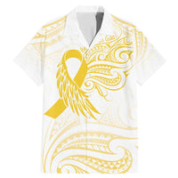 Be Bold Go Gold Polyneisan Ribbon Childhood Personalised Family Matching Mermaid Dress and Hawaiian Shirt LT9 Dad's Shirt - Short Sleeve Gold - Polynesian Pride