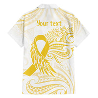 Be Bold Go Gold Polyneisan Ribbon Childhood Personalised Family Matching Off The Shoulder Long Sleeve Dress and Hawaiian Shirt