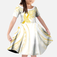 Be Bold Go Gold Polyneisan Ribbon Childhood Personalised Family Matching Puletasi and Hawaiian Shirt LT9 Daughter's Dress Gold - Polynesian Pride