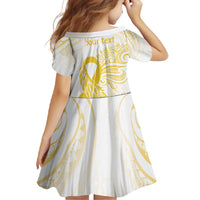 Be Bold Go Gold Polyneisan Ribbon Childhood Personalised Family Matching Short Sleeve Bodycon Dress and Hawaiian Shirt LT9 - Polynesian Pride
