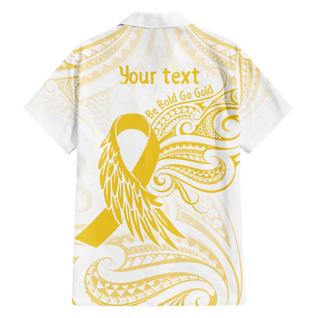 Be Bold Go Gold Polyneisan Ribbon Childhood Personalised Family Matching Short Sleeve Bodycon Dress and Hawaiian Shirt LT9 - Polynesian Pride