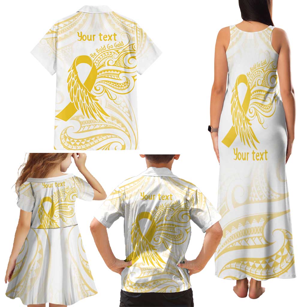 Be Bold Go Gold Polyneisan Ribbon Childhood Personalised Family Matching Tank Maxi Dress and Hawaiian Shirt