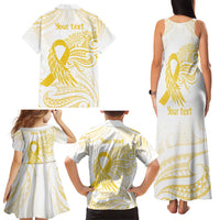Be Bold Go Gold Polyneisan Ribbon Childhood Personalised Family Matching Tank Maxi Dress and Hawaiian Shirt