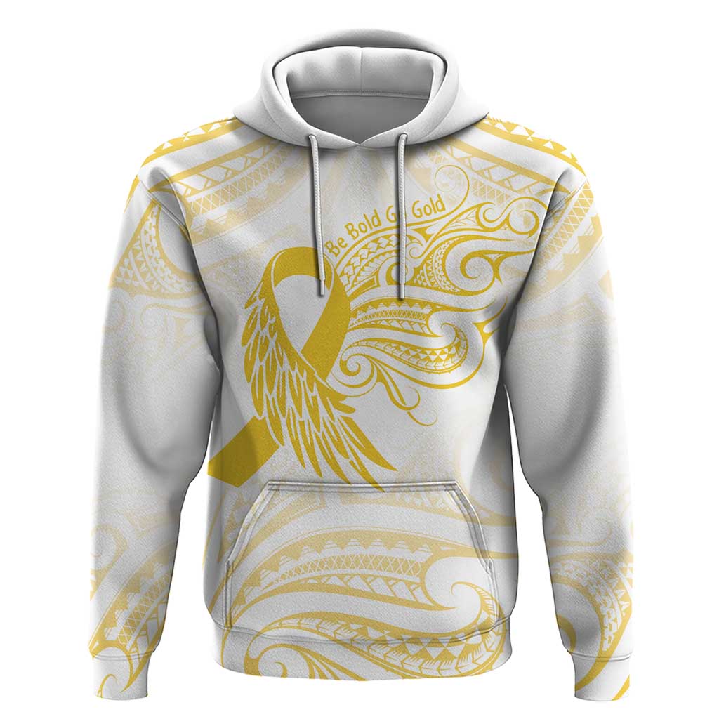 Be Bold Go Gold Polyneisan Ribbon Childhood Personalised Hoodie