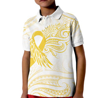 Be Bold Go Gold Polyneisan Ribbon Childhood Personalised Kid Polo Shirt