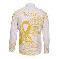 Be Bold Go Gold Polyneisan Ribbon Childhood Personalised Long Sleeve Button Shirt