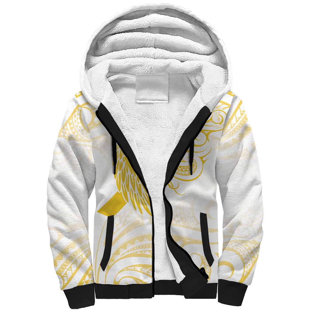 Be Bold Go Gold Polyneisan Ribbon Childhood Personalised Sherpa Hoodie