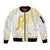 Be Bold Go Gold Polyneisan Ribbon Childhood Personalised Sleeve Zip Bomber Jacket