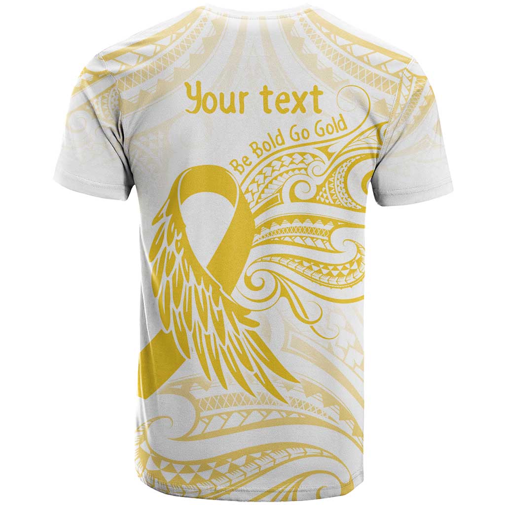 Be Bold Go Gold Polyneisan Ribbon Childhood Personalised T Shirt