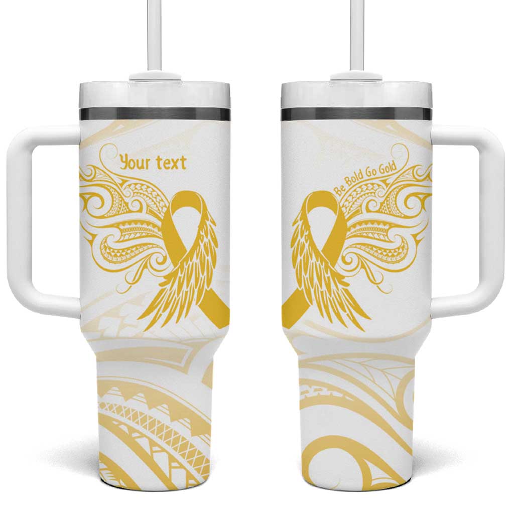 Be Bold Go Gold Polyneisan Ribbon Childhood Personalised Tumbler With Handle