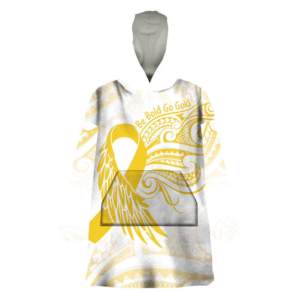 Be Bold Go Gold Polyneisan Ribbon Childhood Personalised Wearable Blanket Hoodie