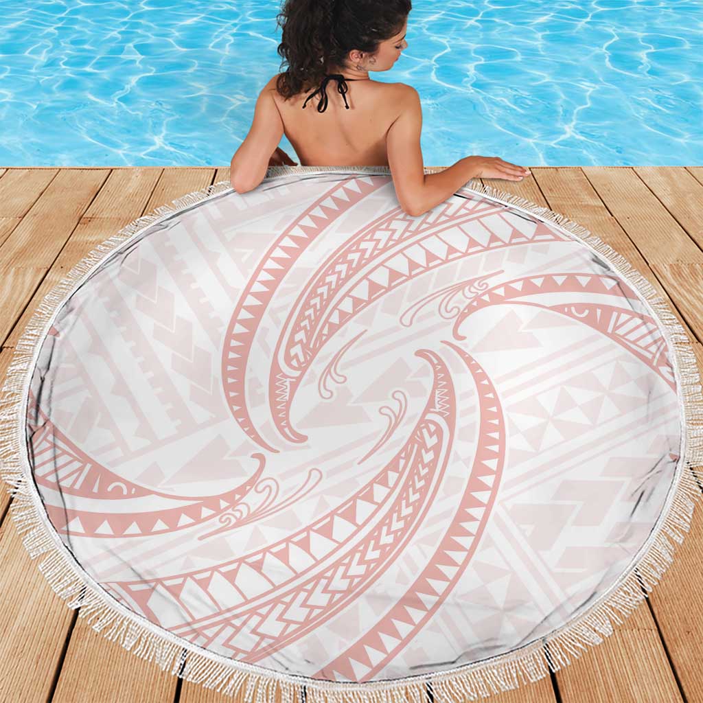 White Sunday Lotu Tamaiti Beach Blanket Polynesian Wave Pastel Blush - Polynesian Pride