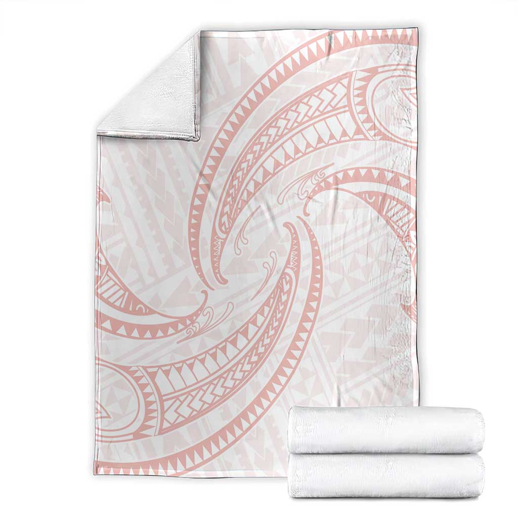 White Sunday Lotu Tamaiti Blanket Polynesian Wave Pastel Blush - Polynesian Pride