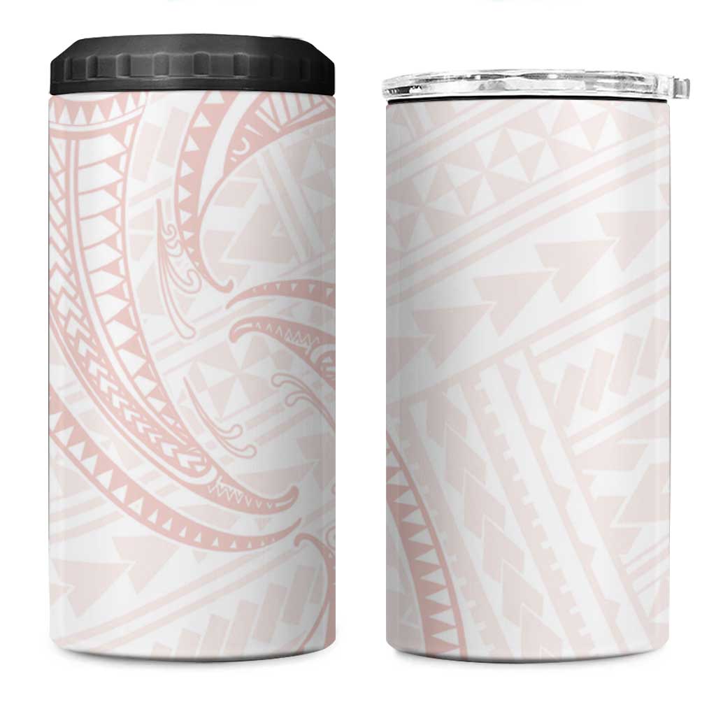 White Sunday Lotu Tamaiti 4 in 1 Can Cooler Tumbler Polynesian Wave Pastel Blush - Polynesian Pride