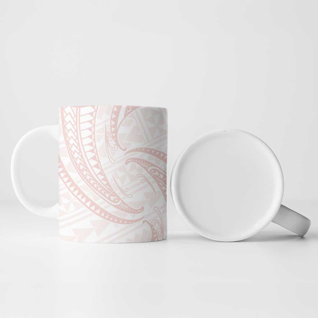 White Sunday Lotu Tamaiti Ceramic Mug Polynesian Wave Pastel Blush - Polynesian Pride