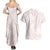 White Sunday Lotu Tamaiti Couples Matching Summer Maxi Dress and Hawaiian Shirt Polynesian Wave Pastel Blush - Polynesian Pride