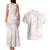 White Sunday Lotu Tamaiti Couples Matching Tank Maxi Dress and Hawaiian Shirt Polynesian Wave Pastel Blush - Polynesian Pride