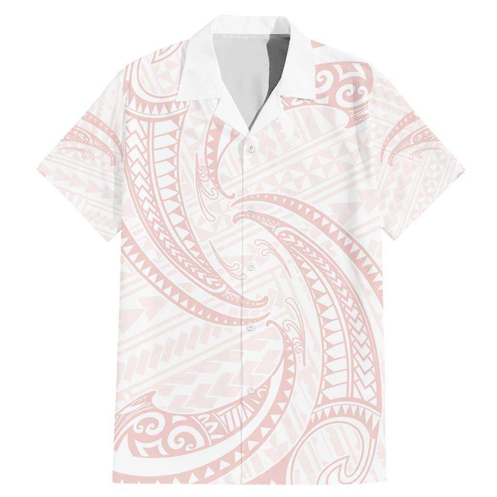 White Sunday Lotu Tamaiti Family Matching Mermaid Dress and Hawaiian Shirt Polynesian Wave Pastel Blush LT9 Dad's Shirt - Short Sleeve Blush - Polynesian Pride