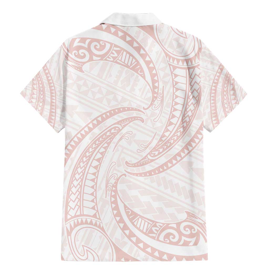 White Sunday Lotu Tamaiti Family Matching Mermaid Dress and Hawaiian Shirt Polynesian Wave Pastel Blush LT9 - Polynesian Pride
