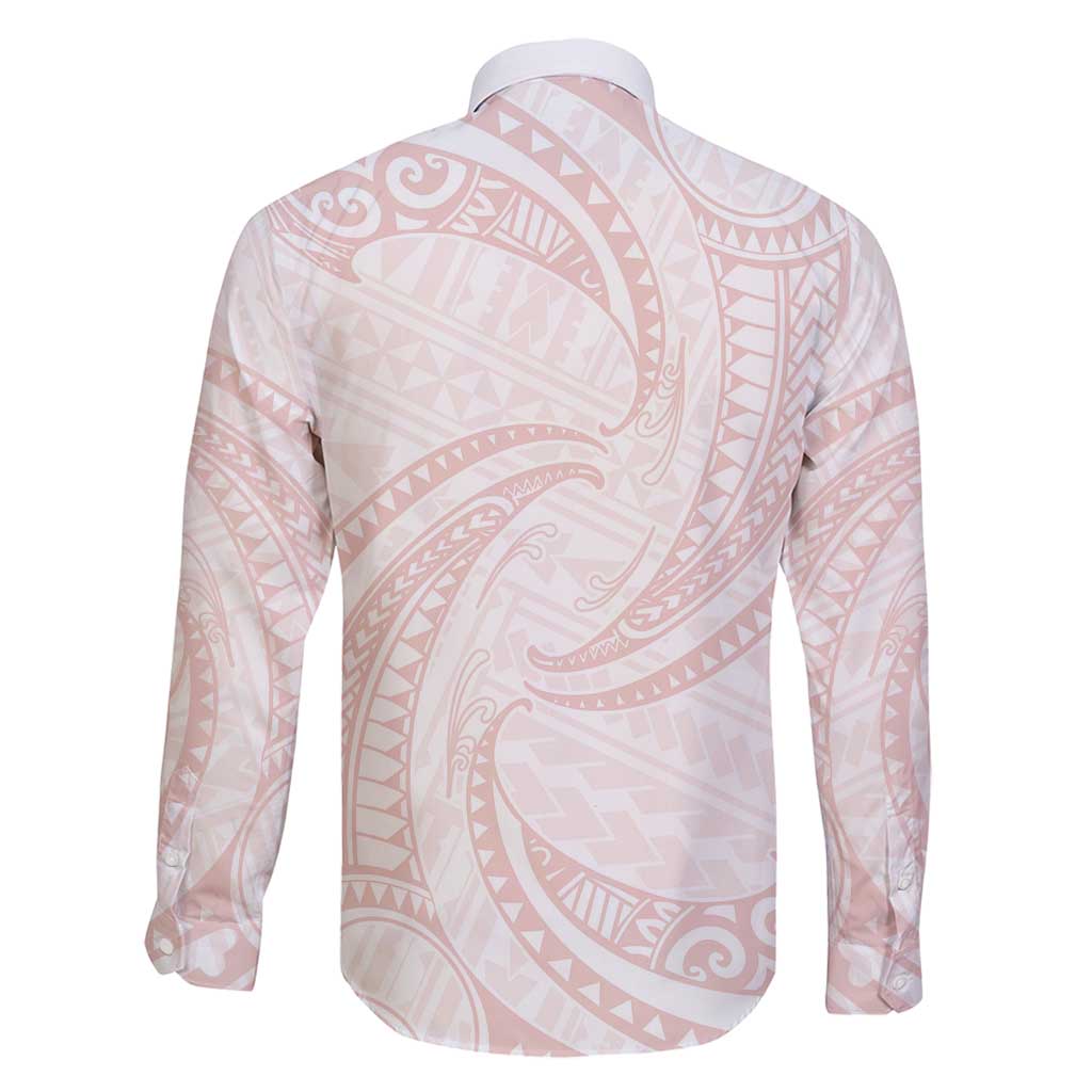 White Sunday Lotu Tamaiti Family Matching Puletasi and Hawaiian Shirt Polynesian Wave Pastel Blush - Polynesian Pride