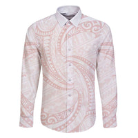 White Sunday Lotu Tamaiti Family Matching Short Sleeve Bodycon Dress and Hawaiian Shirt Polynesian Wave Pastel Blush LT9 Dad's Shirt - Long Sleeve Blush - Polynesian Pride