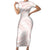 White Sunday Lotu Tamaiti Family Matching Short Sleeve Bodycon Dress and Hawaiian Shirt Polynesian Wave Pastel Blush - Polynesian Pride
