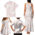 White Sunday Lotu Tamaiti Family Matching Tank Maxi Dress and Hawaiian Shirt Polynesian Wave Pastel Blush - Polynesian Pride