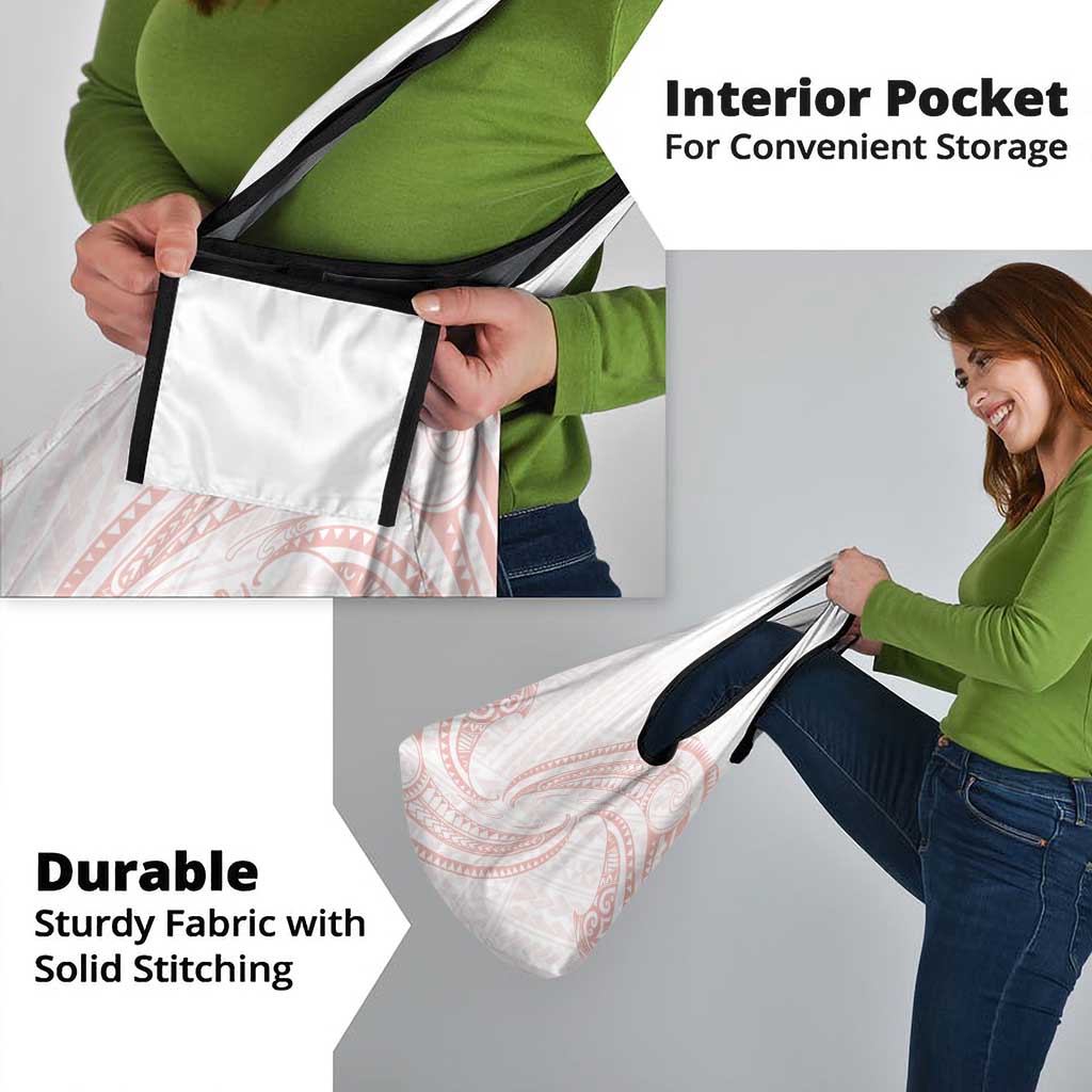 White Sunday Lotu Tamaiti Grocery Bag Polynesian Wave Pastel Blush - Polynesian Pride