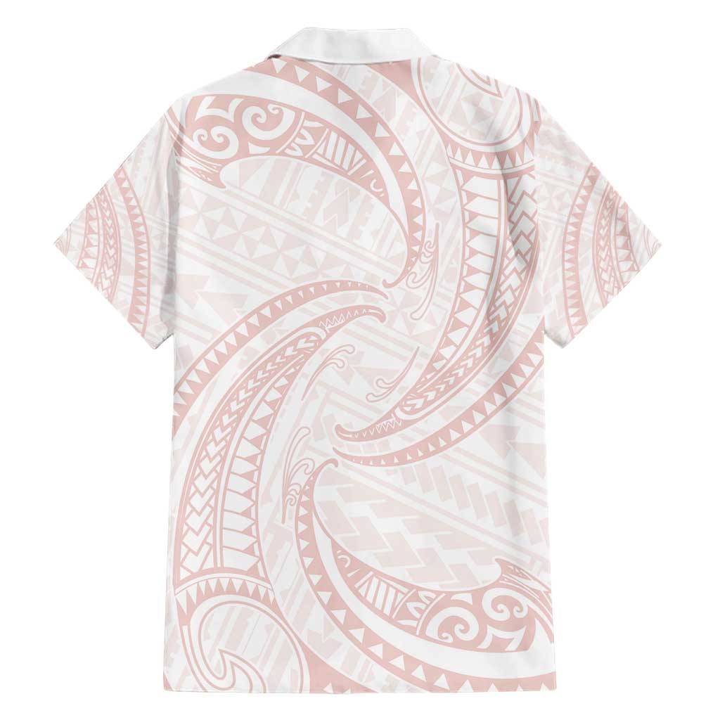 White Sunday Lotu Tamaiti Hawaiian Shirt Polynesian Wave Pastel Blush - Polynesian Pride