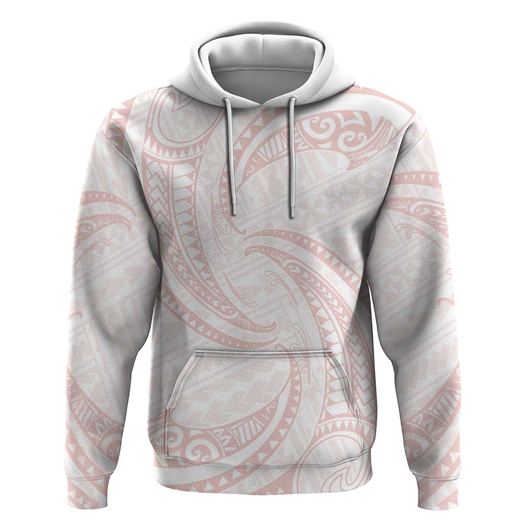 White Sunday Lotu Tamaiti Hoodie Polynesian Wave Pastel Blush - Polynesian Pride