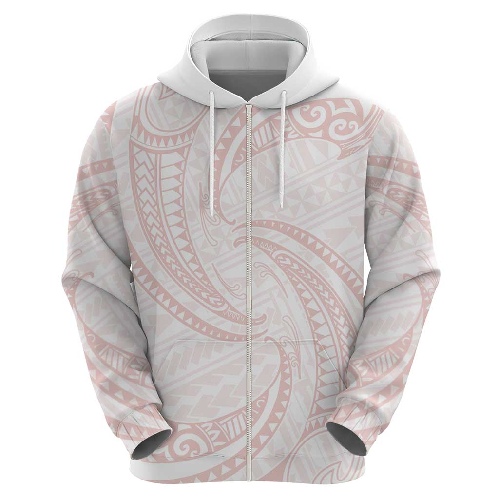 White Sunday Lotu Tamaiti Hoodie Polynesian Wave Pastel Blush - Polynesian Pride