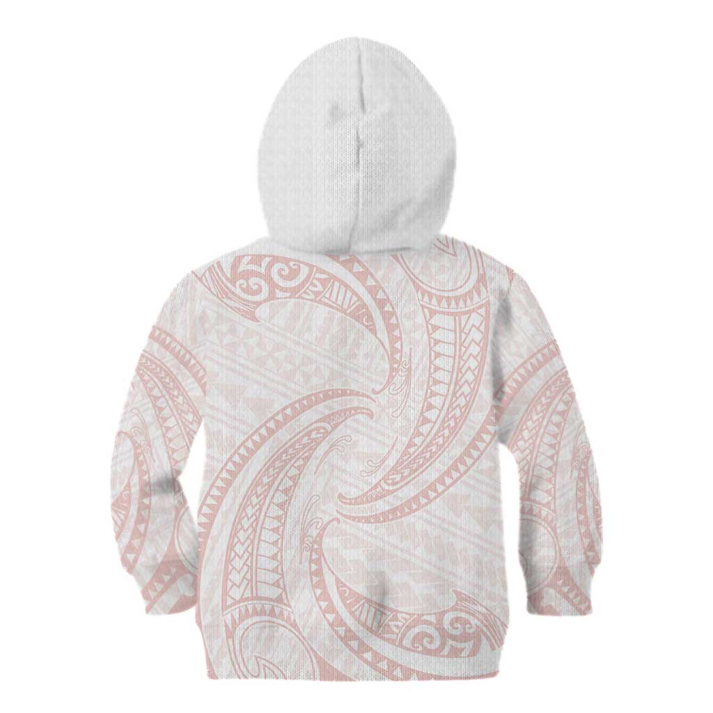 White Sunday Lotu Tamaiti Kid Hoodie Polynesian Wave Pastel Blush - Polynesian Pride