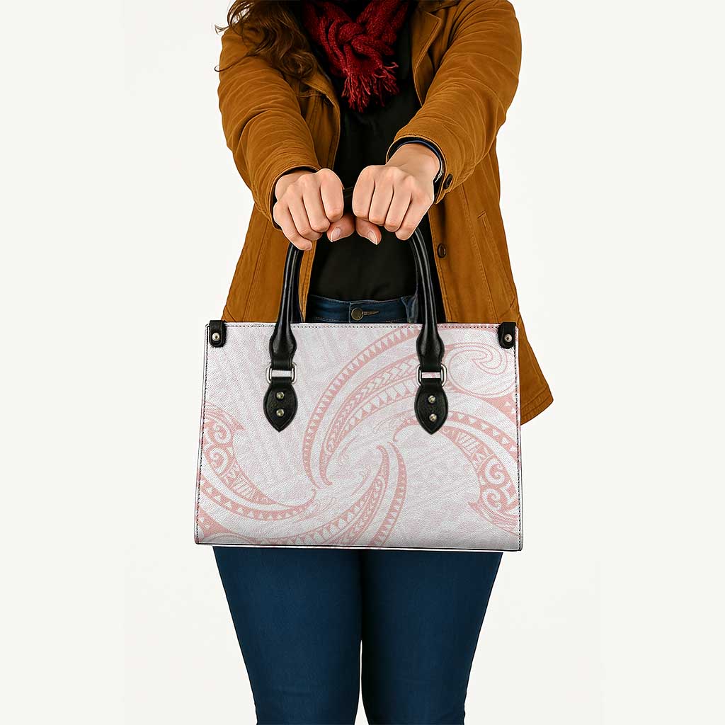 White Sunday Lotu Tamaiti Leather Bag Polynesian Wave Pastel Blush - Polynesian Pride