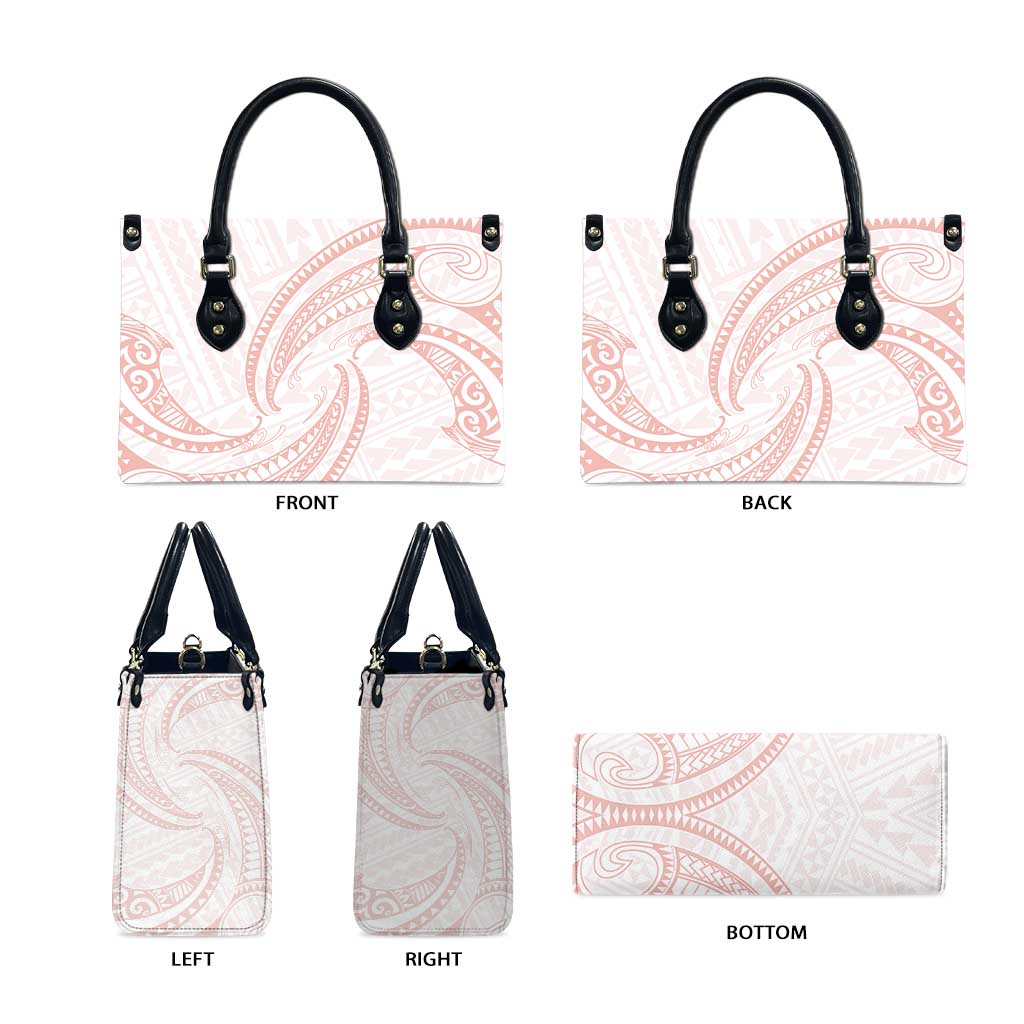 White Sunday Lotu Tamaiti Leather Bag Polynesian Wave Pastel Blush - Polynesian Pride
