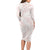 White Sunday Lotu Tamaiti Long Sleeve Bodycon Dress Polynesian Wave Pastel Blush - Polynesian Pride