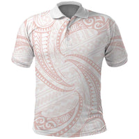 White Sunday Lotu Tamaiti Polo Shirt Polynesian Wave Pastel Blush - Polynesian Pride